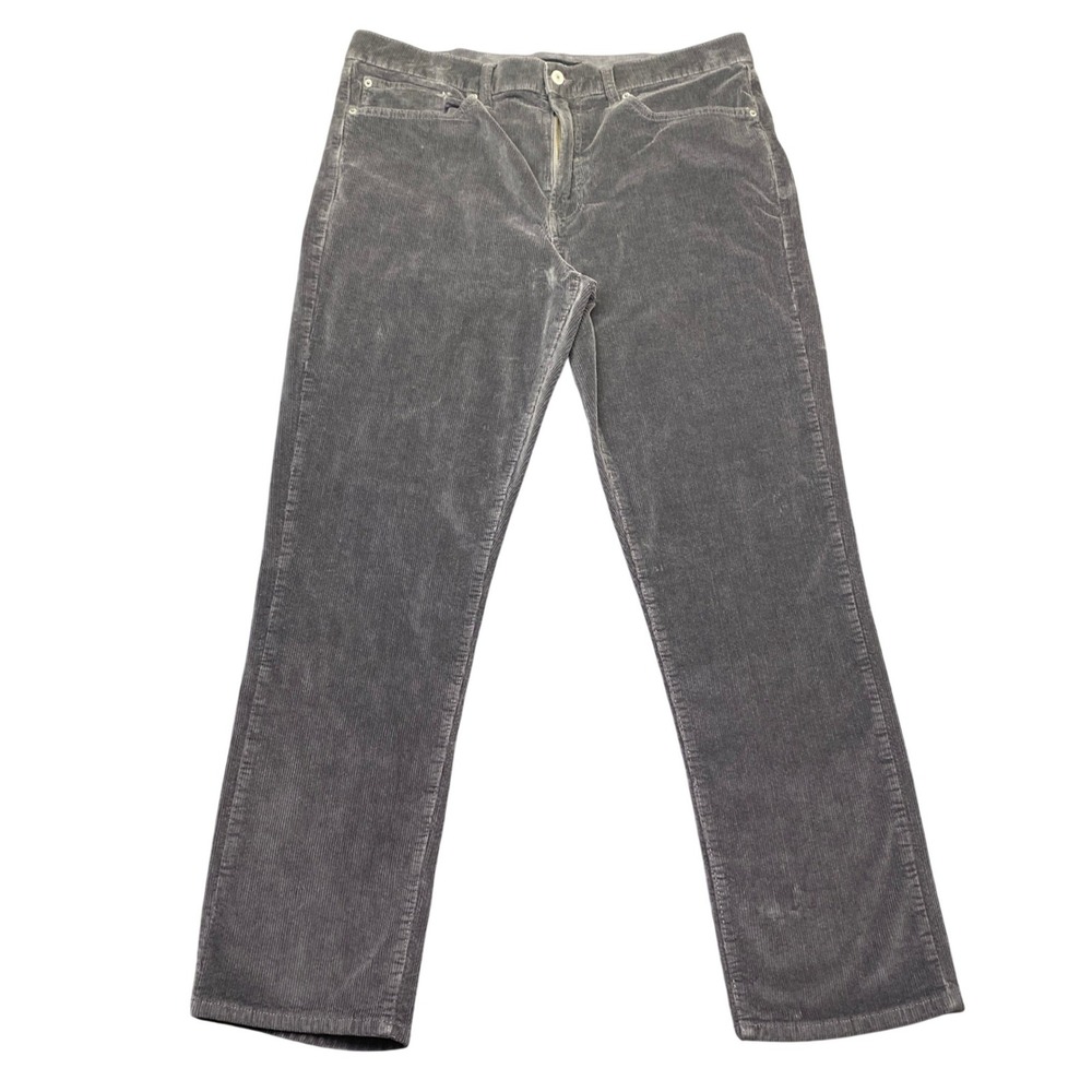Lucky Brand 121 Slim Straight Corduroy Pants Men Sz 36 Dark Gray Charcoal Preppy